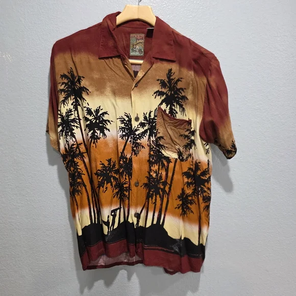 Pineapple Connection SS Button up Hawaiian Shirt Men's Size S Hawaiian Sunset - Picture 2 of 7